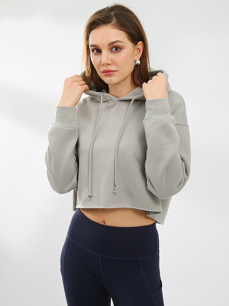 Womens Cropped Sportswear 12% cotton 88% polyester Hoodie M30635 print logo 32