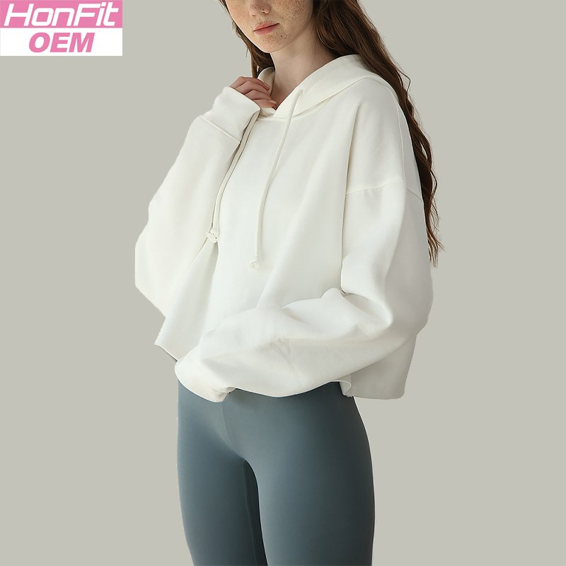 Womens Cropped Sportswear 12% cotton 88% polyester Hoodie M30635 print logo 4