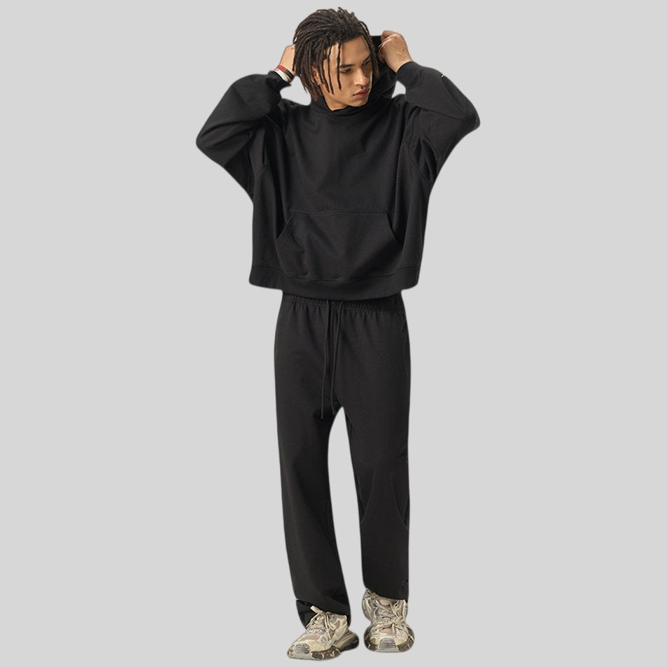 Mens Casual 56.44%Cotton 43.56%polyester Hoodie Sweatpants Set M8311-DK015 - HOODIES print logo 2