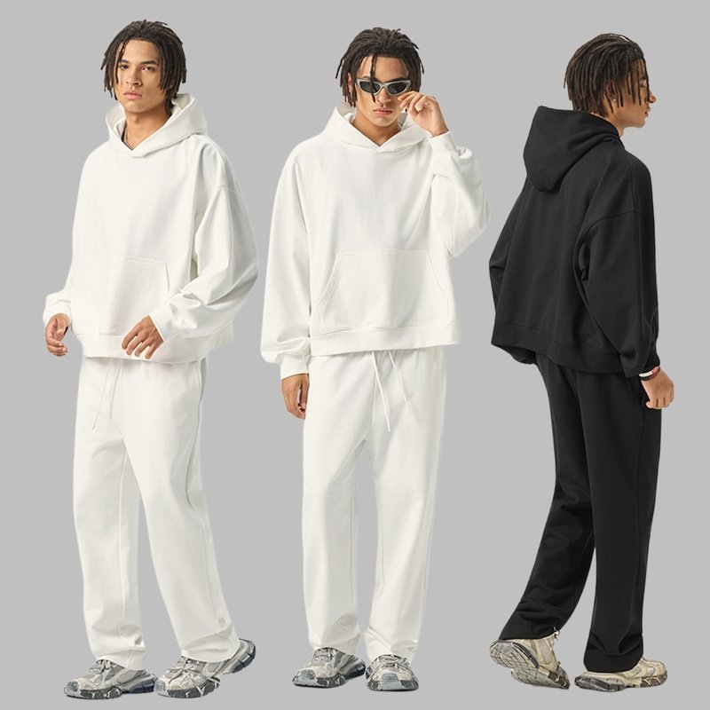 Mens Casual 56.44%Cotton 43.56%polyester Hoodie Sweatpants Set M8311-DK015 - HOODIES print logo 7