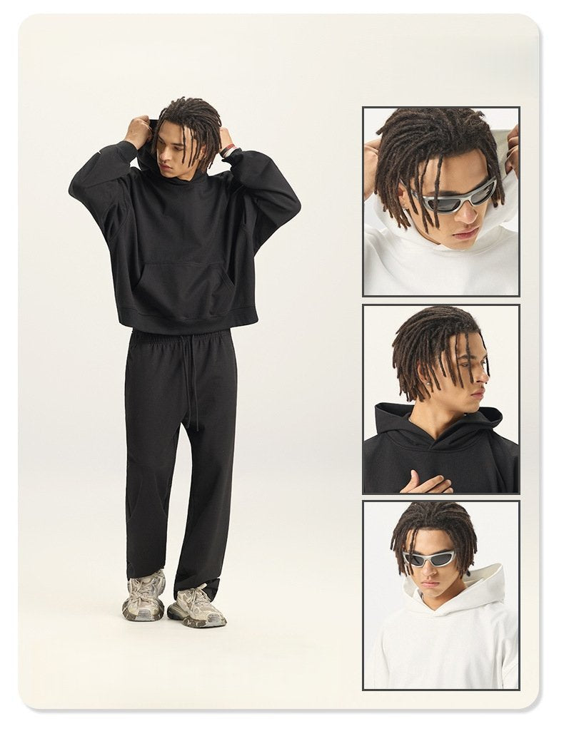Mens Casual 56.44%Cotton 43.56%polyester Hoodie Sweatpants Set M8311-DK015 - HOODIES print logo 12