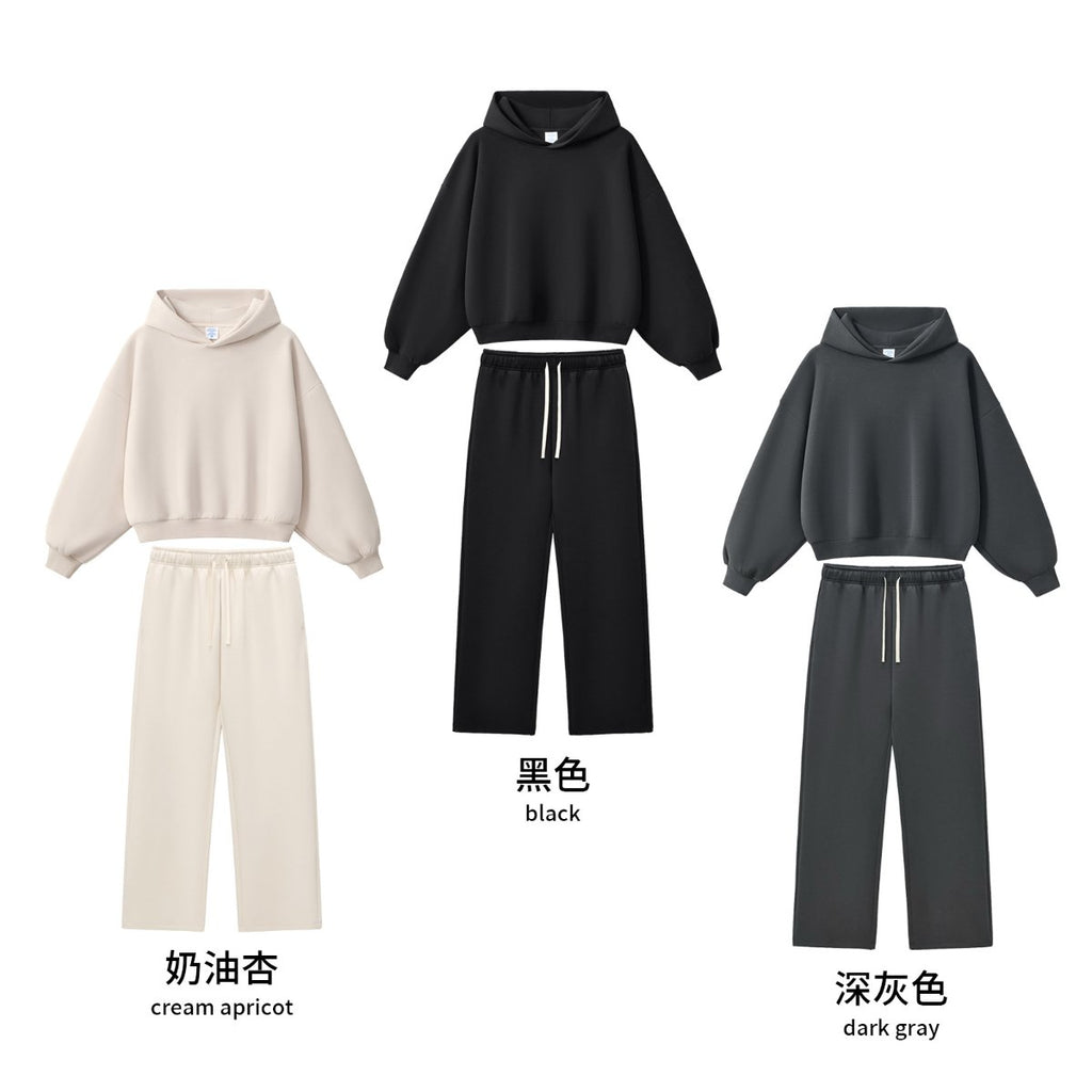 Mens Boxy Fit 50%cotton 50%polyester hoodie Sweatpants Set M8317-K7317 Set print logo 13