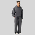 Mens Boxy Fit 50%cotton 50%polyester hoodie Sweatpants Set M8317-K7317 - sweatpant print logo 3