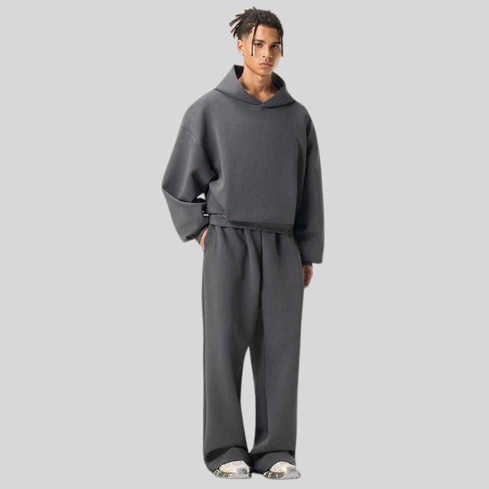 Mens Boxy Fit 50%cotton 50%polyester hoodie Sweatpants Set M8317-K7317 - sweatpant print logo 3