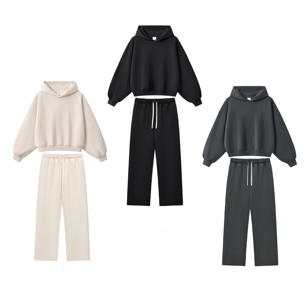 Mens Boxy Fit 50%cotton 50%polyester hoodie Sweatpants Set M8317-K7317 - sweatpant print logo 9