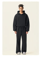 Mens Boxy Fit 50%cotton 50%polyester hoodie Sweatpants Set M8317-K7317 - sweatpant print logo 12