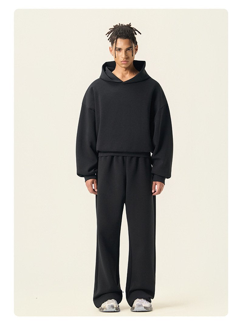 Mens Boxy Fit 50%cotton 50%polyester hoodie Sweatpants Set M8317-K7317 - sweatpant print logo 12