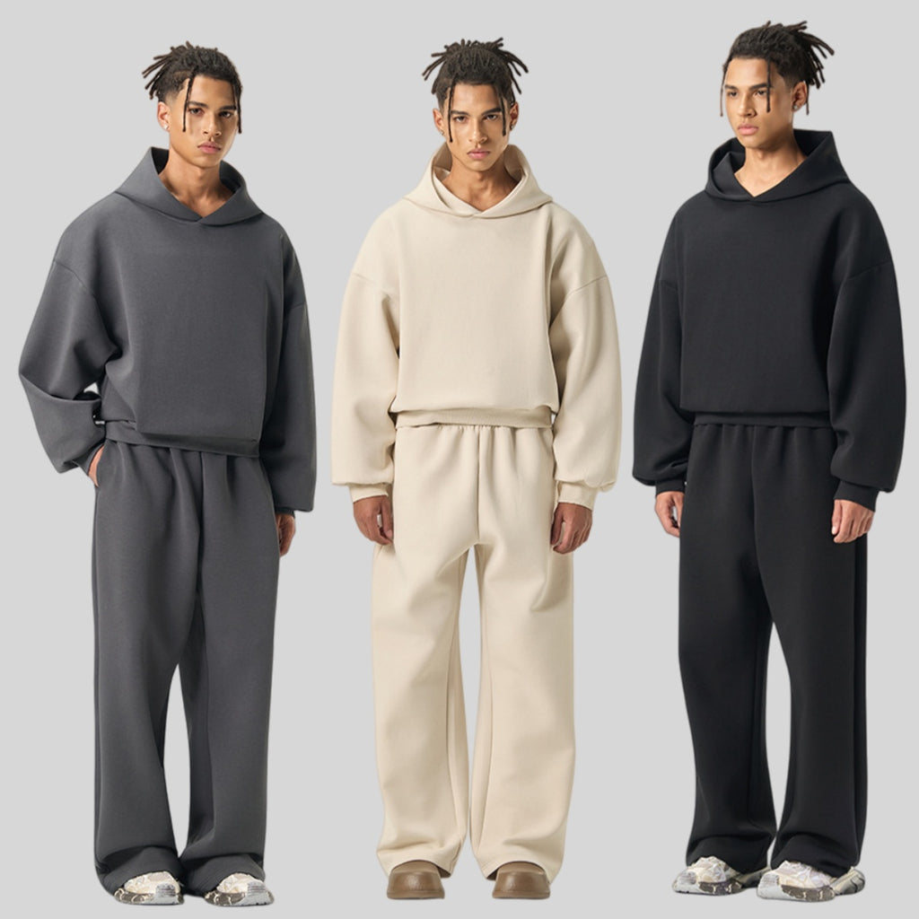 Mens Boxy Fit 50%cotton 50%polyester hoodie Sweatpants Set M8317-K7317