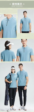Mens Golf Workout 80% polyester 20% spandex Polo Shirt MB-411A001 print logo 12