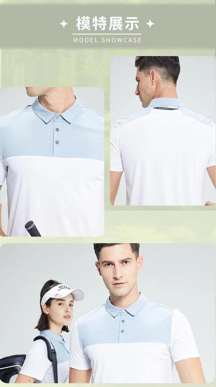 Mens Golf Sportswear 77% nylon 23% spandex Polo Shirt MB-411A005 print logo 14