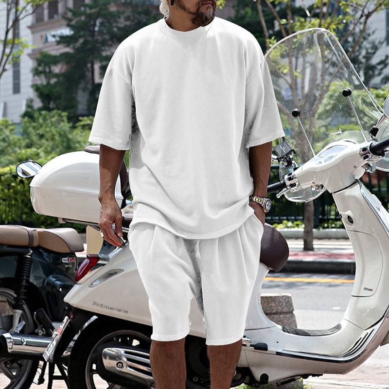 Mens Oversized Streetwear 90% polyester 10% spandex tshirt and shorts set MS-2282 print logo 42