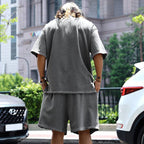 Mens Oversized Streetwear 90% polyester 10% spandex tshirt and shorts set MS-2282 print logo 74