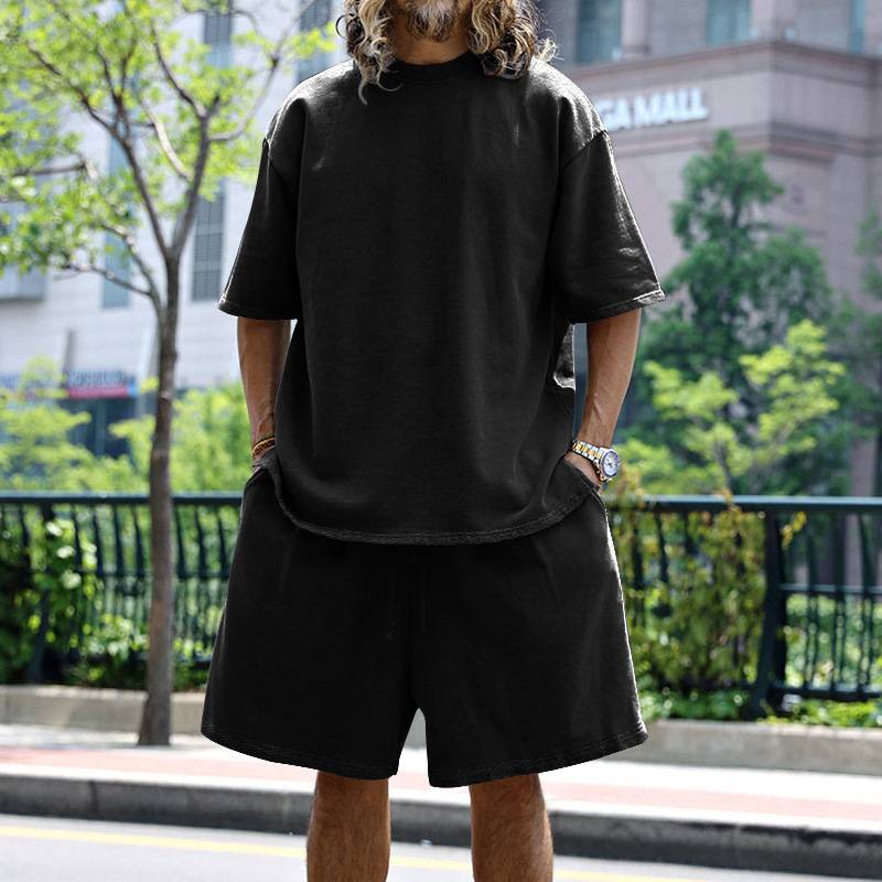 Mens Oversized Streetwear 90% polyester 10% spandex tshirt and shorts set MS-2282 print logo 50
