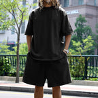 Mens Oversized Streetwear 90% polyester 10% spandex tshirt and shorts set MS-2282 print logo 50