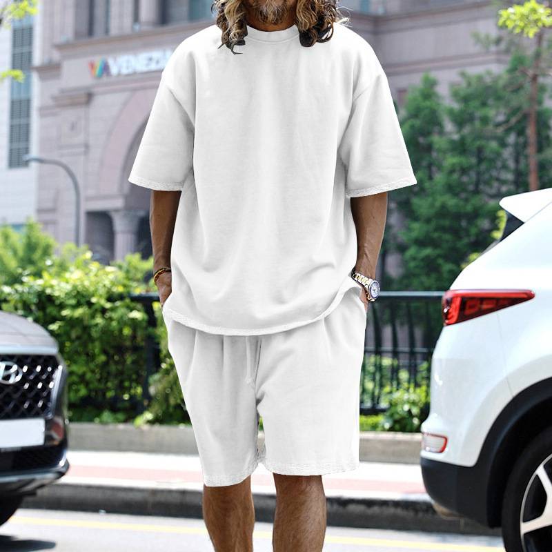 Mens Oversized Streetwear 90% polyester 10% spandex tshirt and shorts set MS-2282 print logo 38