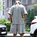 Mens Oversized Streetwear 90% polyester 10% spandex tshirt and shorts set MS-2282 print logo 22