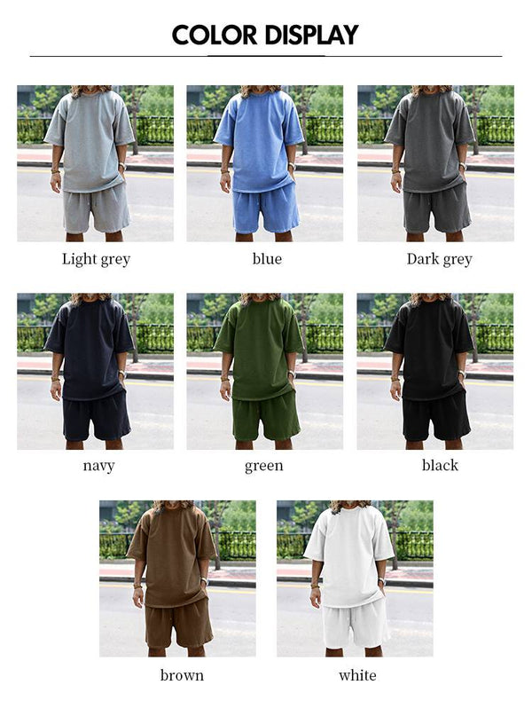 Mens Oversized Streetwear 90% polyester 10% spandex tshirt and shorts set MS-2282 print logo 1