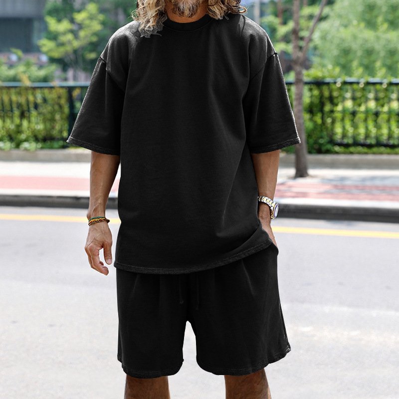 Mens Oversized Streetwear 90% polyester 10% spandex tshirt and shorts set MS-2282 print logo 54