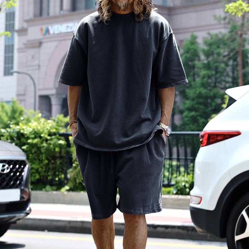 Mens Oversized Streetwear 90% polyester 10% spandex tshirt and shorts set MS-2282 print logo 66