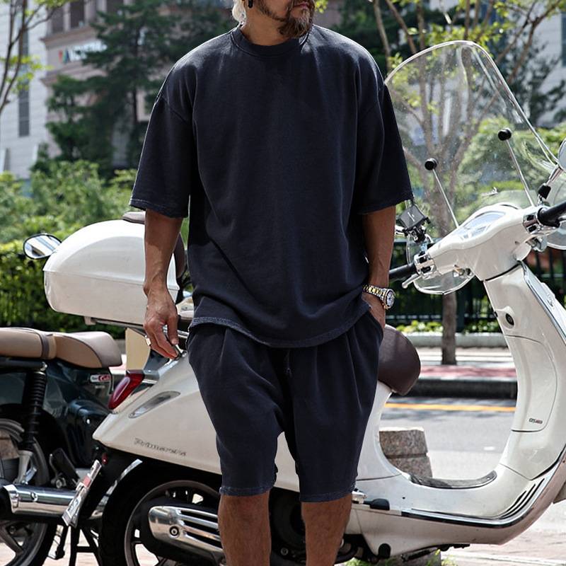 Mens Oversized Streetwear 90% polyester 10% spandex tshirt and shorts set MS-2282 print logo 70