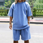 Mens Oversized Streetwear 90% polyester 10% spandex tshirt and shorts set MS-2282 print logo 9