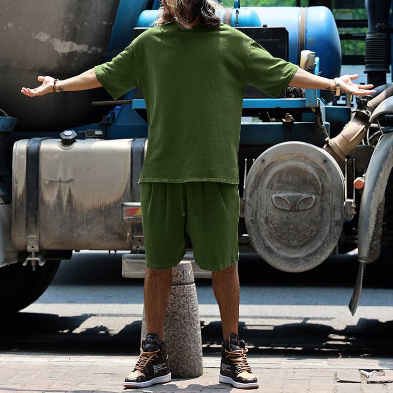 Mens Oversized Streetwear 90% polyester 10% spandex tshirt and shorts set MS-2282 print logo 62