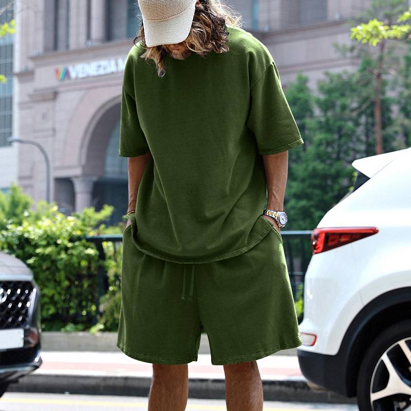 Mens Oversized Streetwear 90% polyester 10% spandex tshirt and shorts set MS-2282 print logo 58