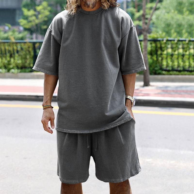 Mens Oversized Streetwear 90% polyester 10% spandex tshirt and shorts set MS-2282 print logo 75