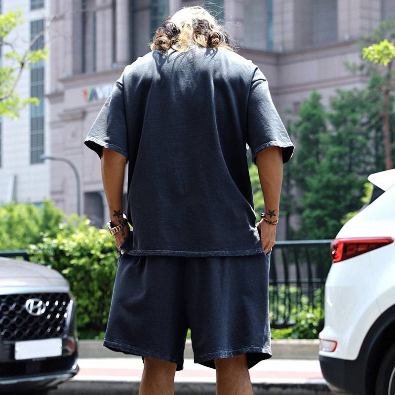 Mens Oversized Streetwear 90% polyester 10% spandex tshirt and shorts set MS-2282 print logo 67