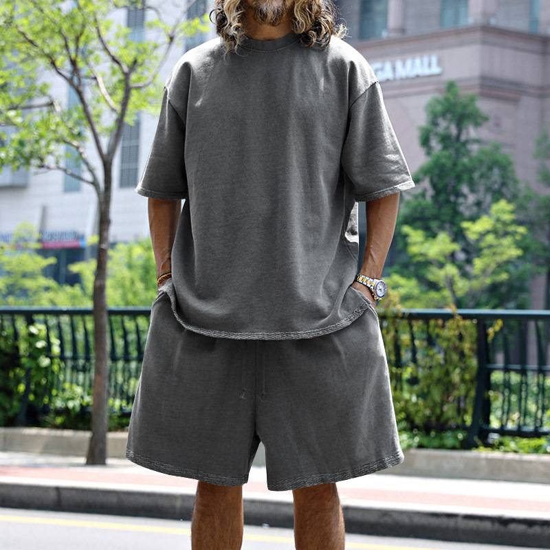 Mens Oversized Streetwear 90% polyester 10% spandex tshirt and shorts set MS-2282 print logo 71
