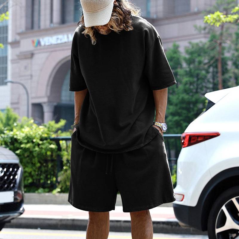 Mens Oversized Streetwear 90% polyester 10% spandex tshirt and shorts set MS-2282 print logo 51