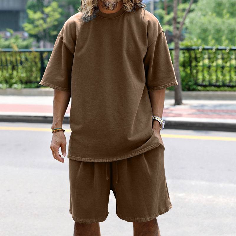 Mens Oversized Streetwear 90% polyester 10% spandex tshirt and shorts set MS-2282 print logo 10
