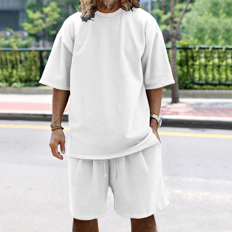 Mens Oversized Streetwear 90% polyester 10% spandex tshirt and shorts set MS-2282 print logo 6