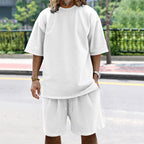 Mens Oversized Streetwear 90% polyester 10% spandex tshirt and shorts set MS-2282 print logo 6