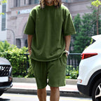 Mens Oversized Streetwear 90% polyester 10% spandex tshirt and shorts set MS-2282 print logo 59