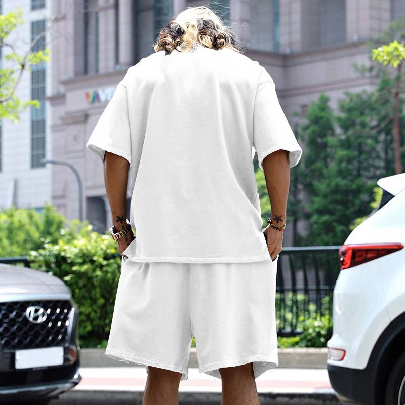 Mens Oversized Streetwear 90% polyester 10% spandex tshirt and shorts set MS-2282 print logo 39