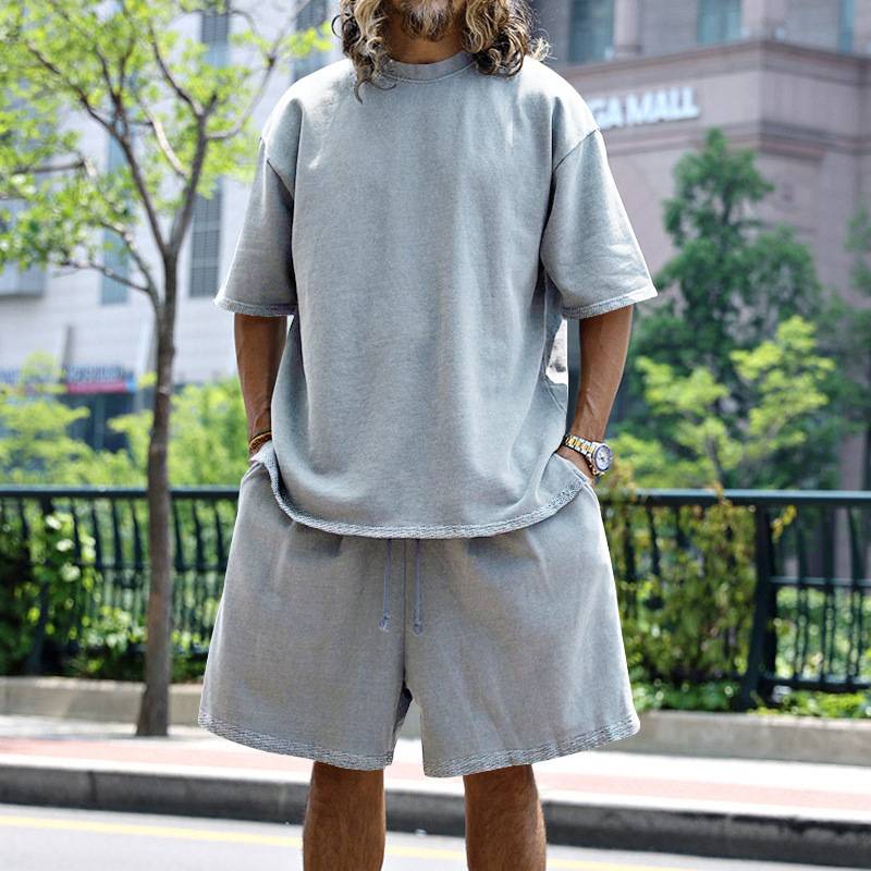 Mens Oversized Streetwear 90% polyester 10% spandex tshirt and shorts set MS-2282 print logo 19