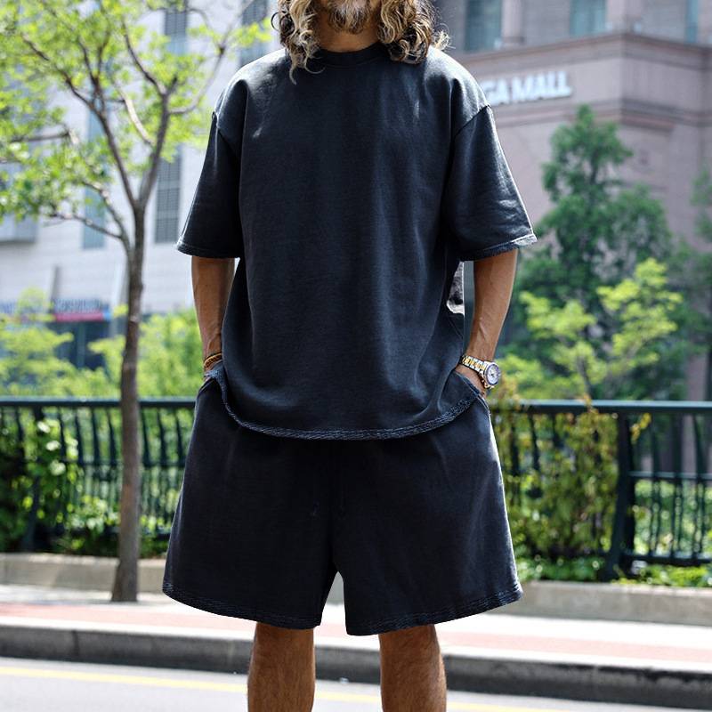 Mens Oversized Streetwear 90% polyester 10% spandex tshirt and shorts set MS-2282 print logo 14