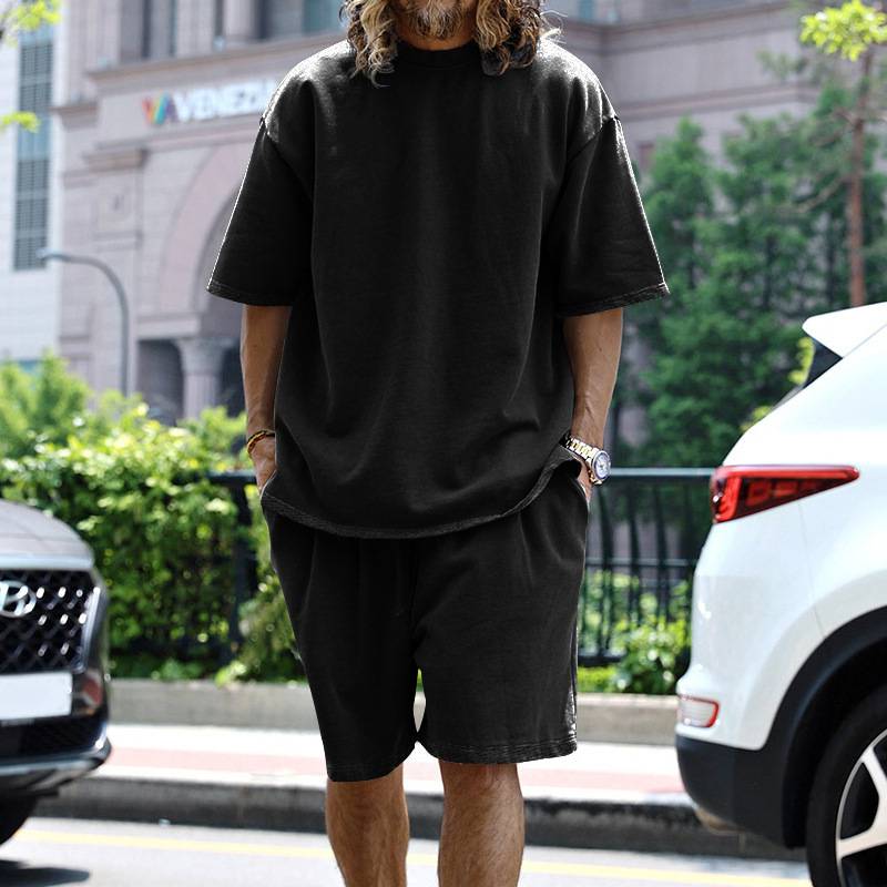 Mens Oversized Streetwear 90% polyester 10% spandex tshirt and shorts set MS-2282 print logo 52