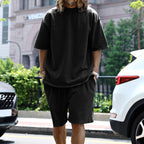 Mens Oversized Streetwear 90% polyester 10% spandex tshirt and shorts set MS-2282 print logo 52