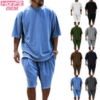 Mens Oversized Streetwear 90% polyester 10% spandex tshirt and shorts set MS-2282 print logo 11
