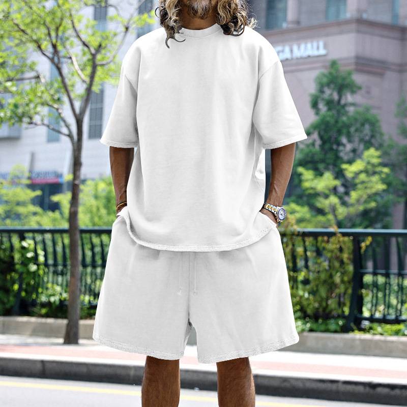 Mens Oversized Streetwear 90% polyester 10% spandex tshirt and shorts set MS-2282 print logo 36