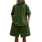 Mens Oversized Streetwear 90% polyester 10% spandex tshirt and shorts set MS-2282 print logo 15