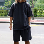 Mens Oversized Streetwear 90% polyester 10% spandex tshirt and shorts set MS-2282 print logo 68
