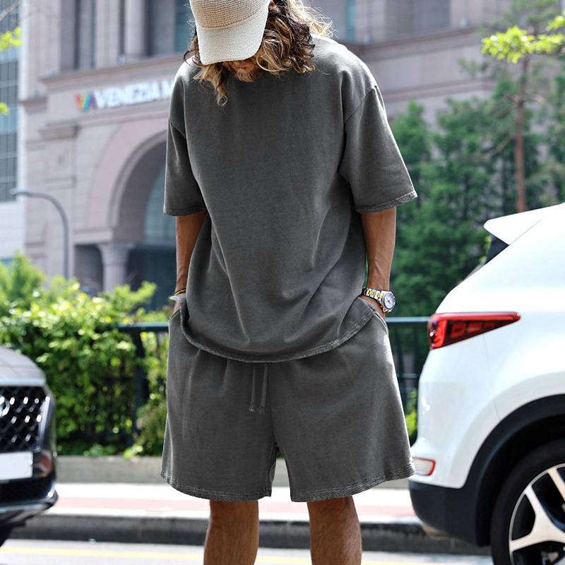 Mens Oversized Streetwear 90% polyester 10% spandex tshirt and shorts set MS-2282 print logo 72