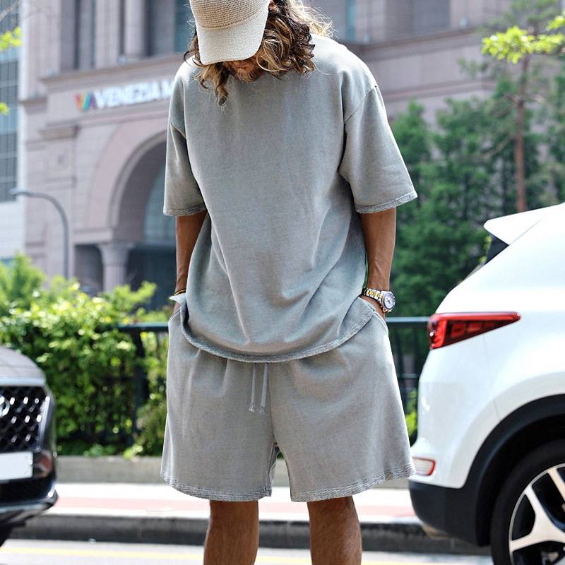 Mens Oversized Streetwear 90% polyester 10% spandex tshirt and shorts set MS-2282 print logo 20