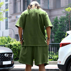Mens Oversized Streetwear 90% polyester 10% spandex tshirt and shorts set MS-2282 print logo 60