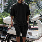 Mens Oversized Streetwear 90% polyester 10% spandex tshirt and shorts set MS-2282 print logo 56