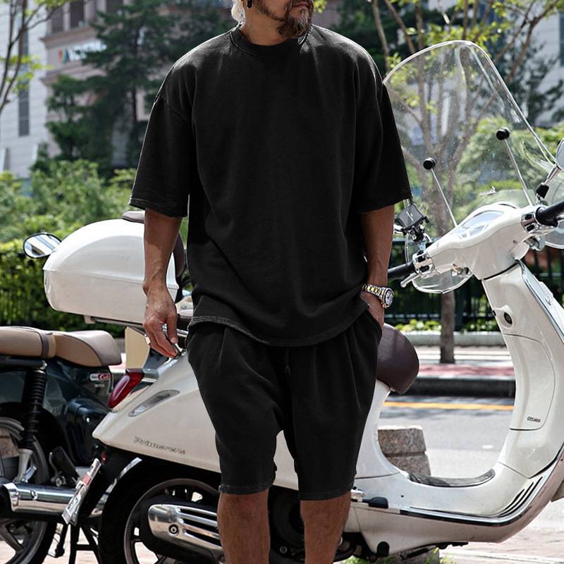 Mens Oversized Streetwear 90% polyester 10% spandex tshirt and shorts set MS-2282 print logo 56