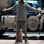 Mens Oversized Streetwear 90% polyester 10% spandex tshirt and shorts set MS-2282 print logo 76